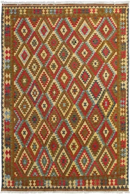 Винтажный шерстяной ковер ручной работы Tribal 6 футов 8 дюймов x 9 футов 11 дюймов - Изображение 1 из 4