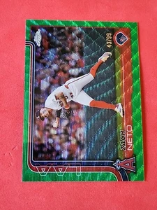 2025 Topps Chrome Zach Neto Green Wave Refractor /99 Angels - Picture 1 of 3