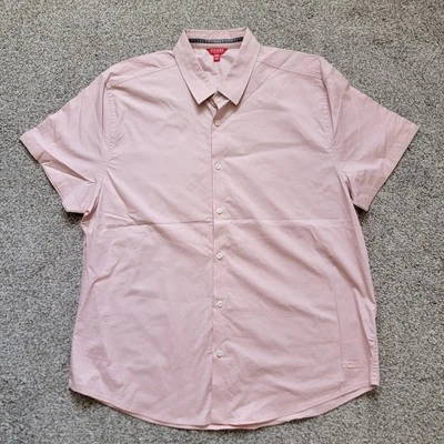 Guess Los Angeles Button Up Shirt Men's Size XXL Peach Color Short Sleeve  - Image 1 of 4
