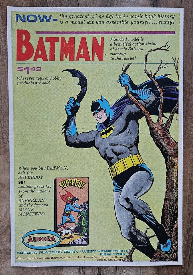 VINTAGE 1965 AURORA BATMAN / SUPERBOY MODEL KIT ADVERTISEMENT - Image 1 of 1