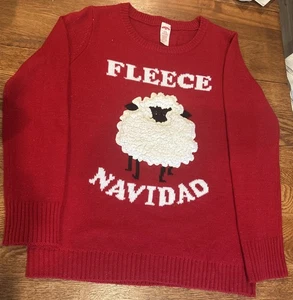 Holiday Time Fleece Navidad rot Schaf hässlicher Weihnachtspullover L (12-14) - Bild 1 von 9