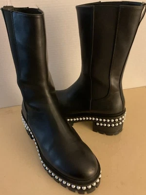 Botas Stuart Weitzman Mujer Cuero Negro Chelsea Soho Borde Perla Talla 9 Euro 40 Foto 1 de 4