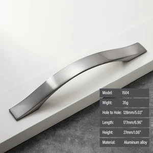 128mm Modern Curved Kitchen Cabinet Drawer Handles Cupboard Pulls Brushed Nickel - Picture 1 of 6