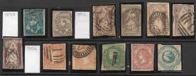 VICTORIA. 1850-54.  Una selección de 12 problemas imperfectos. Estado mixto. Foto 1 de 2