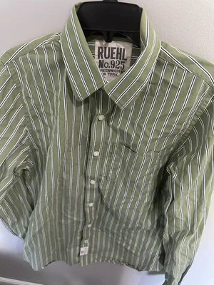 Camisa Ruehl 925 Verde Rayas Manga Larga Abotonada Hombre Mediana Foto 1 de 4