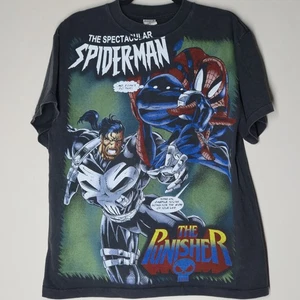 Spider-Man VS The Punisher Marvel AOP Size L Single Stitch Reprint T Shirt - Picture 1 of 7