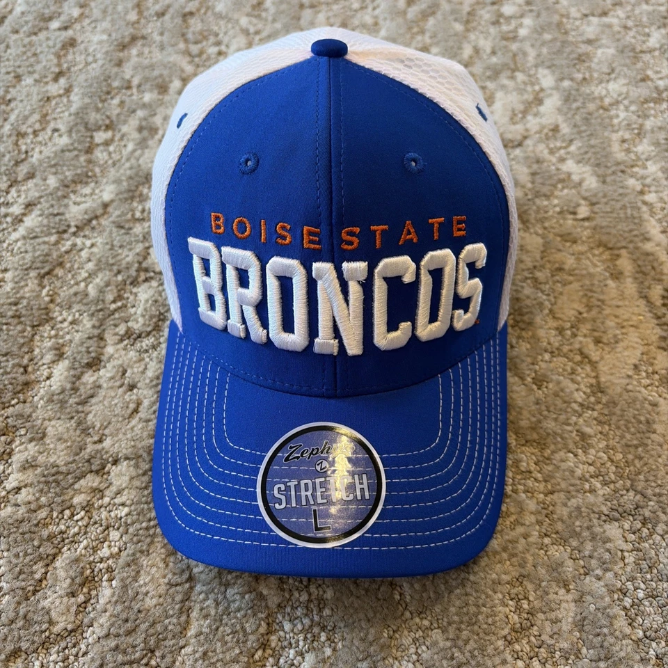 Boise State Broncos Hat Cap Zephyr NCAA Stretch Fit Mesh Back Adult Size Large - Image 1 of 4