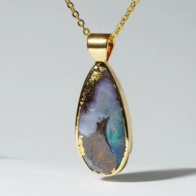 Colgante de ópalo de roca australiano vintage "Vía Láctea" oro sobre plata de ley Foto 1 de 4