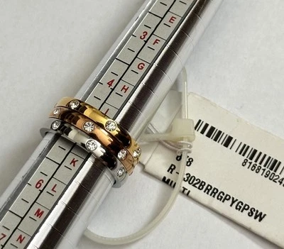 🆕 Set of 3 Stackable Rings – Gold, Rose Gold, Silver Tone with Crystal Accents - Image 1 of 4