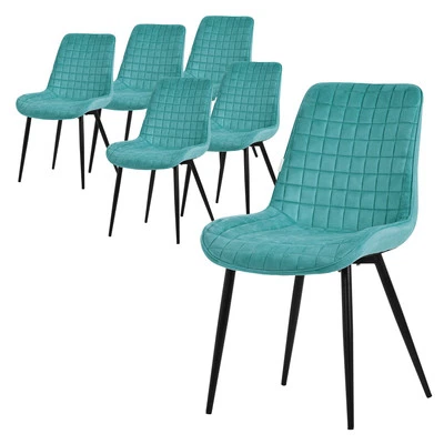 Juego 6x sillas de comedor sillón tapizado azul petróleo ergonómico moderno - Imagen 1 de 4