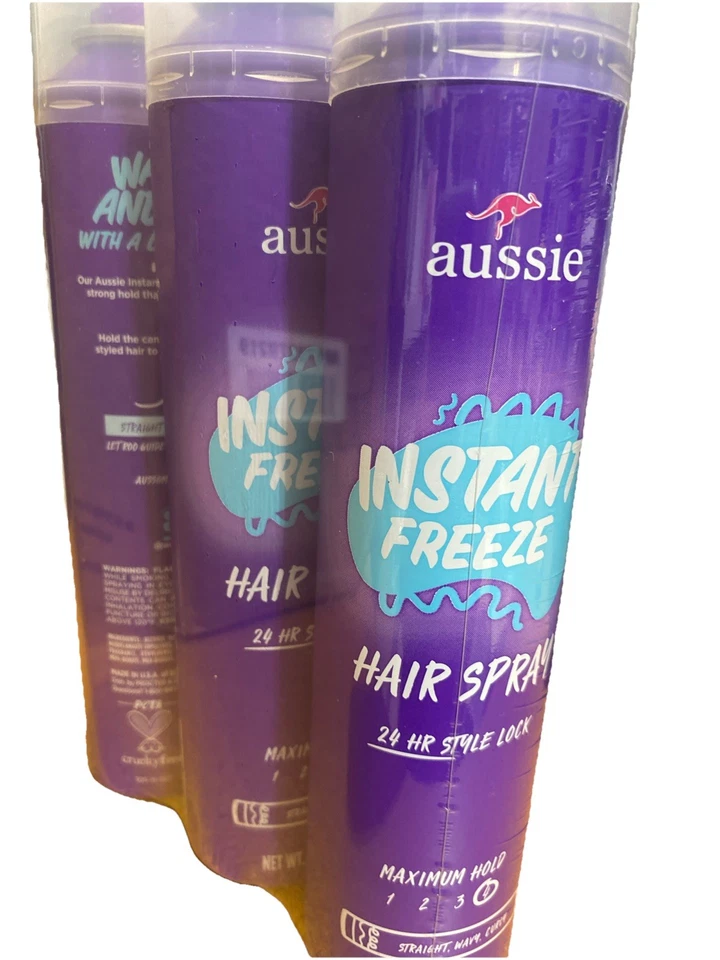 3) Aussie Instant Freeze Hairspray with Jojoba & Sea Kelp, Strong Hold - Image 1 of 1