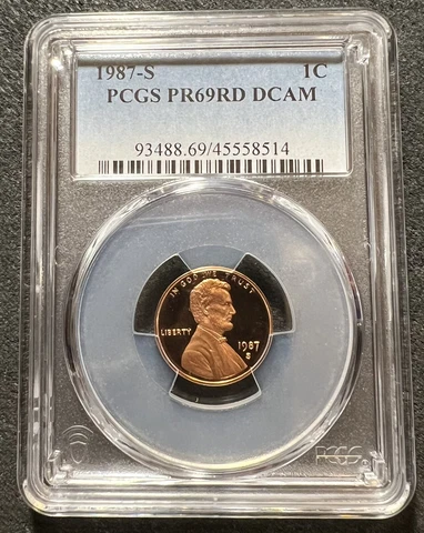 1987 S PROOF LINCOLN CENT PCGS PR69RD DCAM BEST BUY PRICE ON EBAY w/FREE S&H Cover