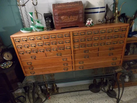 Antique OAK PARTS CABINET 59 Drawer PARTS CABINET Steel/Oak PU Clearwater, FL Cover