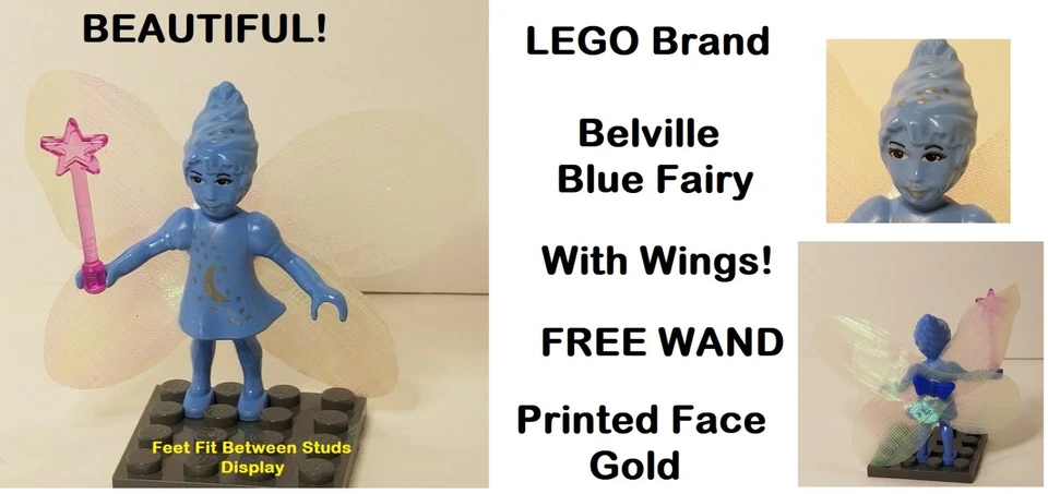 LEGO Muñeca de Hadas AZUL Belville Oro Luna Estrellas Lápiz Labial Varita Libre Alas de Tela Foto 1 de 1