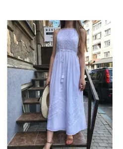 ZARA MIDI KLEID SPITZE STICKEREI OFF WHITE EMBROIDERED DRESS 7521/124 - Picture 1 of 5