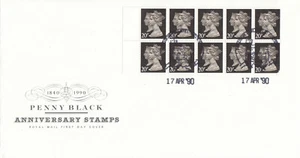 Penny Black £2 Booklet Pane 20p GB FDC Windsor April 1990 (106787)  - Picture 1 of 1