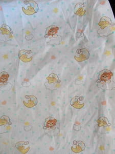 vintage baby Morgan Inc Sleepy Teddy Bear Fitted Crib Sheet Nursery Bedding 1985 - Picture 1 of 4