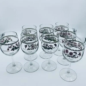 Set of 8 Portmeirion Botanic Garden 12 0Z. Wine Glasses - 4 Floral Patterns - Picture 1 of 5
