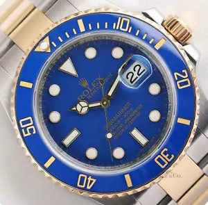 Rolex Submariner 116613LB Blue 18k Yellow Gold & Steel Ceramic Bezel 40mm Watch - Picture 1 of 6