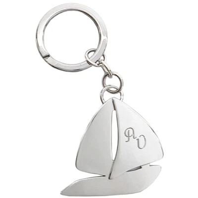 Portachiavi vela in argento 925 personalizzabili con iniziali o nome - Immagine 1 di 3