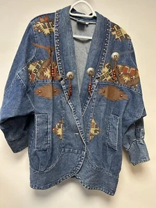 Vintage Womens Design Limited Los Angeles Jean Jacket Womens M Southwest Denim - Picture 1 of 7