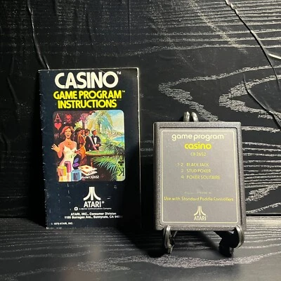 Casino - (Atari 2600, 1979, Game Program, CX2652) Cartridge & Manual *Tested* - Image 1 of 4