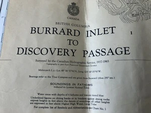 Burrard Inlet Discovery Passage Maritime Nautical Chart Navigational BC Canada - Picture 1 of 6