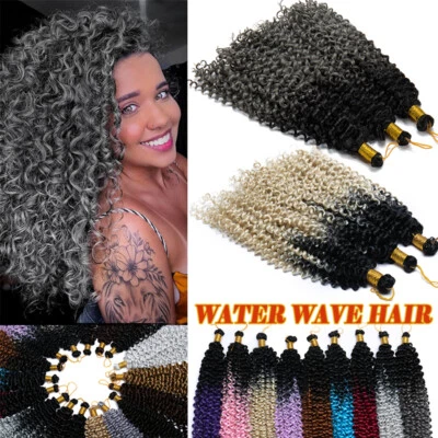 US Water Wave Twist Crochet Braiding Hair Extensions Ombre as Human Fluffy Curly - Image 1 of 4