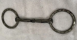 Antique Engraved Custom Snaffle Bit With Copper Inlay - Picture 1 of 8
