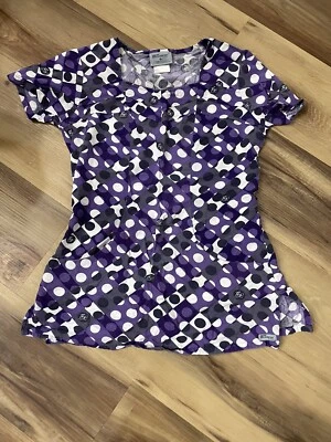 Blusa esfoliante feminina Grey’s Anatomy - Tamanho XS - Design roxo, cinza e ponto branco - Imagem 1 de 2