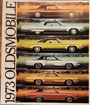 Folleto de ventas Oldsmobile 1973 - Delta 88 Toronado Cutlass Supreme 98 Omega Foto 1 de 4