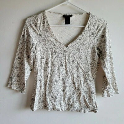 Top The Limited Talla XS Para Mujer Manga 3/4 Floral Beige Neutro Cuello en V Elástico Foto 1 de 3