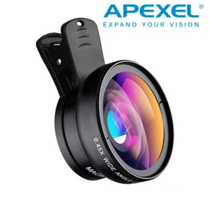 APEXEL Clip On Camera Lens Kit Fisheye Wide Angle Macro For Cell Phone - Picture 1 of 8