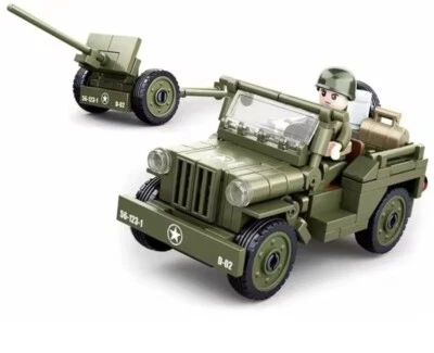 Sluban WW2 Willys Jeep & 37MM Cannon Building Blocks Bricks 143pcs Free P&P UK - Image 1 of 4