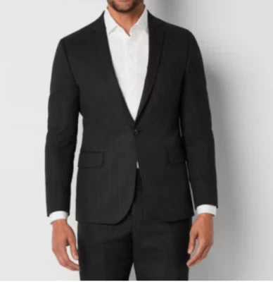 NEW NWT J FERRAR Black Tonal Stripe Full Suit 34S Peaked Lapel Modern Fit - Image 1 of 4