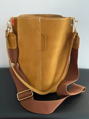 Light Brown Faux Leather Bucket Shoulder Bag for Women - Image 1 of 2