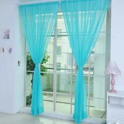 Star Sheer Voile Yarn Door Window Curtains Bedroom Tulle Panels Drape Bedroom - Image 1 of 4