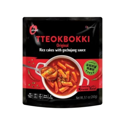 O’FOOD C O'Food Original Tteokbokki Gluten-Free Korean Rice Cakes Authentic Spicy Ko...