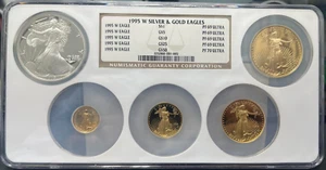 1995-W Silver & Gold Eagles 10th Anniversary 5 Coin Set NGC PF 69/70 Ultra G$50 - Picture 1 of 8