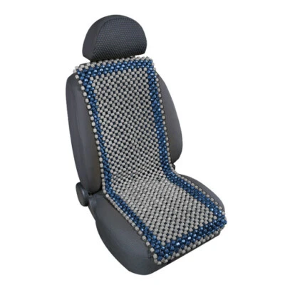 Coprisedile schienale auto estivo in palline di legno Samurai blu/grigio - Immagine 1 di 3