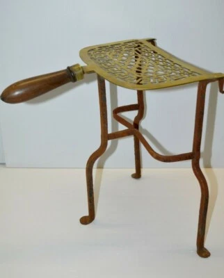 TRES ANCIEN REPOSE FER à REPASSER BOUILLOIRE ou AUTRE Fer forgé LAITON XVIIIe - Photo 1/4