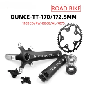 Road Bike Crankset 110BCD 130BCD 170/172.5mm 50-60T Sprocket Chainrings Crank - Picture 1 of 25