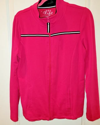 Made For Life RASPBERRY PINK Full Zip Jacket French Terry MEDIUM - Image 1 of 4