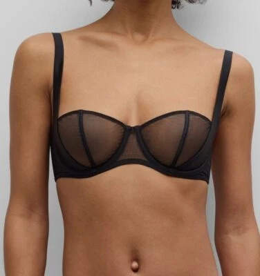 Sujetador Balconette Kiki De Montparnasse Mujer Negro Ilusión 2 Partes Tul Talla 32DD Foto 1 de 4