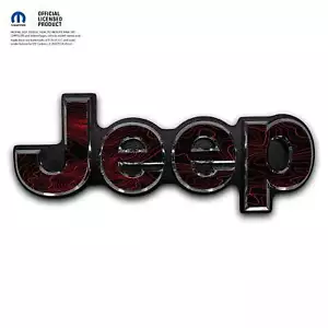 Jeep Emblem Overlay Decals -Topographic Black with Red - Picture 1 of 9