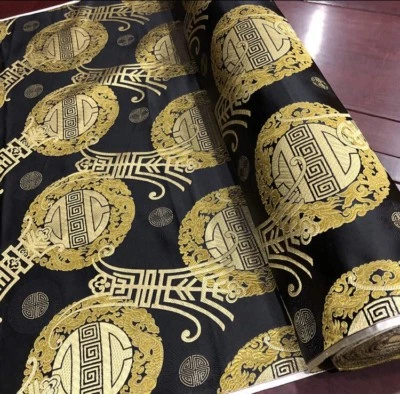 По ярдам шелк парча ткани блестящий ткани блестящие цвета золото и черный - Изображение 1 из 4