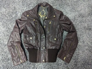 Guess (Vintage) Women's Maroon 100% Leather Jacket Size Medium EUC Nice - Picture 1 of 7