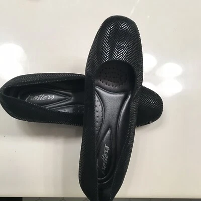 Trotters 女式 Lauren 连衣裙楔形鞋,黑色,6 W 美国女式高跟鞋麂皮绒,舒适  — 第 1/4 张图片