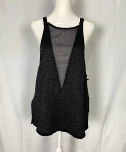 Vimmia Relax V Back Knit Mesh Tank in Black Size Large Activewear Boho Gym NWT - Picture 1 of 10
