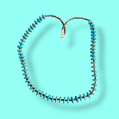 Серебряная пластина ручка оболочка Hieshi и бирюзовый окрашенный Howlite диск Southwest ожерелье - Изображение 1 из 4